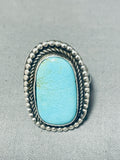 Striking Native American Navajo Signed Blue Gem Turquoise Sterling Silver Huge Ring-Nativo Arts