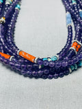 Native American Important Singer Amethyst Sterling Silkver Turquoise Necklace-Nativo Arts