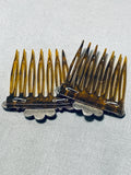 Enchanting Vintage Native American Zuni Blue Gem Turquoise Sterling Silver Hair Combs-Nativo Arts