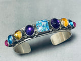 Colorful Native American Navajo Turquoise Amethyst Citrine Sterling Silver Bracelet-Nativo Arts