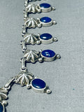Fascinating Native American Navajo Lapis Sterling Silver Necklace-Nativo Arts