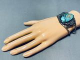 Important Vintage Native American Navajo Gilbert Turquoise Sterling Silver Bracelet-Nativo Arts