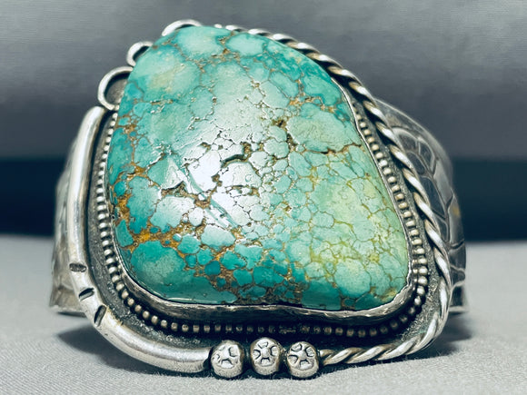 Important Best Vintage Native American Navajo Carico Lake Turquoise Sterling Silver Bracelet-Nativo Arts