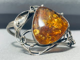Ancient Tree Sap Chunky Vintage Native American Navajo Sterling Silver Bracelet-Nativo Arts