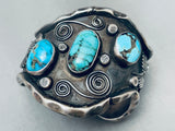Heavy 115 Grams Vintage Native American Navajo Blue Diamond Turquoise Sterling Silver Bracelet-Nativo Arts