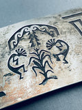 Highly Detailed Vintage Navajo Indian Dancing Sterling Silver Buckle-Nativo Arts
