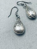 Marvelous Vintage Native American Navajo Sterling Silver Hammered Teardrop Earrings-Nativo Arts