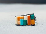 Rob Johnson Vintage Navajo Inlay Shell Turquoise Sterling Silver Ring-Nativo Arts
