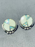 Native American R.h. Boyd Vintage Avajo Turquoise Opal Sterling Silver Earrings-Nativo Arts
