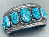 Henry Roanhorse Vintage Native American Navajo Turquoise Sterling Silver Bracelet-Nativo Arts