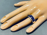 Noteworthy Vintage Native American Navajo Lapis Sterling Silver Signed Ring-Nativo Arts