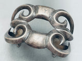 Heavy Thorn Vintage Native American Navajo Hand Casted Sterling Silver Bracelet Old-Nativo Arts