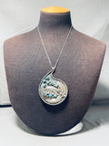 Scotty Platero Vintage Native American Navajo Signed 9 Turquoise Silver Leaves Necklace-Nativo Arts