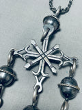 One Of A Kind Vintage Native American Navajo Sterling Silver Cross Necklace-Nativo Arts