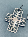 Impressive Vintage Navajo Sterling Silver Cross Earrings-Nativo Arts