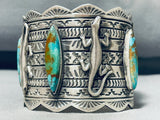 Hypnotic Native American Navajo 3 Royston Turquoise 2 Silver Gekkos Colossal Bracelet-Nativo Arts