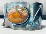 Patina Paradise!! Vintage Native American Navajo Sterling Silver Jasper Bracelet Cuff-Nativo Arts