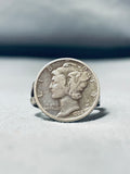 Unique Very Old Vintage Native American Navajo Sterling Silver Dime Ring-Nativo Arts