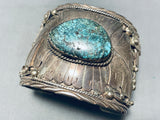 The Biggest Single Leaf Vintage Native American Navajo Turquoise Bracelet Cuff Old-Nativo Arts