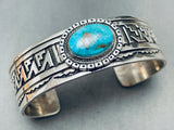 One Of The Coolest Geomtric Vintage Native American Navajo Turquoise Sterling Silver Bracelet-Nativo Arts