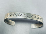 Delicately Hand Carved Intricate Vintage Native American Navajo Sterling Silver Bracelet