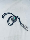 Native American Very Old Vintage Royston Turquoise Sterling Silver Balo Tie