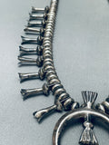 Superior Hand Tooled Vintage Native American Navajo Sterling Silver Squash Blossom Necklace-Nativo Arts