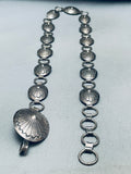 Orville Tsinnie Important Vintage Native American Navajo Hand Tooled Sterling Silver Concho Belt-Nativo Arts