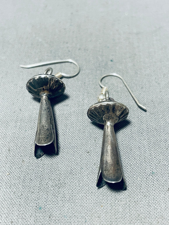 Special Vintage Native American Navajo Sterling Silver Squash Blossom Earrings-Nativo Arts