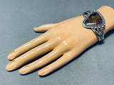 Tan Soil Agate Vintage Native American Navajo Sterling Silver Bracelet Cuff-Nativo Arts