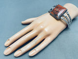 Early Orange Petrified Wood Vintage Native American Navajo Sterling Silver Bracelet-Nativo Arts