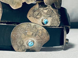 Signed Vintage Native American Navajo Bear Turquoise Sterling Silver Concho Belt-Nativo Arts