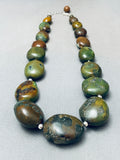Big Chunky Vintage Native American Navajo Green Turquoise Sterling Silver Necklace-Nativo Arts