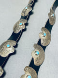Captivating Vintage Native American Navajo Kingman Turquoise Sterling Silver Bears Concho Belt-Nativo Arts
