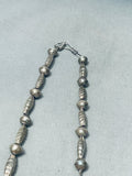Hand Tooled Vintage Native American Navajo Early Sterling Silver Necklace Old-Nativo Arts
