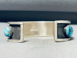Brilliant Native American Navajo Signed 7 Morenci Turquoise Sterling Silver Bracelet-Nativo Arts