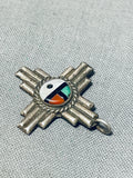 Exceptional Vintage Native American Zuni Turquoise Sterling Silver Zia Sunface Pendant-Nativo Arts