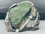 One Of The Best Ever Vintage Native American Navajo Green Seafoam Turquoise Sterling Bracelet-Nativo Arts