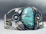 Rare Vintage Native American Navajo Red Moutnain Turquoise Mine Sterling Silver Bracelet Cuff-Nativo Arts