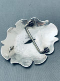 Hem Brown Vintage Native American Navajo Heavy Detailed Sterling Silver Buckle-Nativo Arts