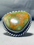 Native American Huge 44 Grams Ella Jackson Green Turquoise Sterling Silver Ring-Nativo Arts