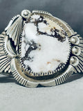 Spectacular Native American Navajo Wildhorse Turquoise Sterling Silver Signed Bracelet-Nativo Arts