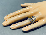 Horse!! Vintage Native American Navajo Inlay Tiger Eye Shell Jet Sterling Silver Horse Ring-Nativo Arts