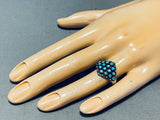 Native American Elegant Vintage Zuni Blue Gem Turquoise Sterling Silver Ring-Nativo Arts