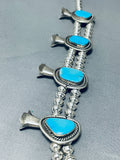 Gasp! 158 Grams Native American Navajo Turquoise Sterling Silver Squash Blossom Necklace-Nativo Arts