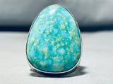 Magnificent Native American Navajo Damale Turquoise Sterling Silver Signed Ring-Nativo Arts