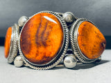 Best 120 Grams Vintage Native American Navajo Spiny Oyster Row Sterling Silver Bracelet-Nativo Arts