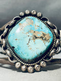 Interlocking Bezel!! Vintage Native American Navajo Turquoise Sterling Silver Bracelet-Nativo Arts