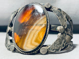 1940's Very Old Vintage Native American Navajo Petrified Wood Sterling Silver Bracelet-Nativo Arts