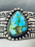 Signed Native American Navajo Carico Lake Turquoise Sterling Silver Bracelet-Nativo Arts